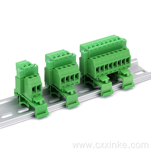 UK replace male and female din rail mounted terminal block connector with flange